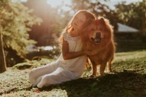 caine, animale de companie, copii