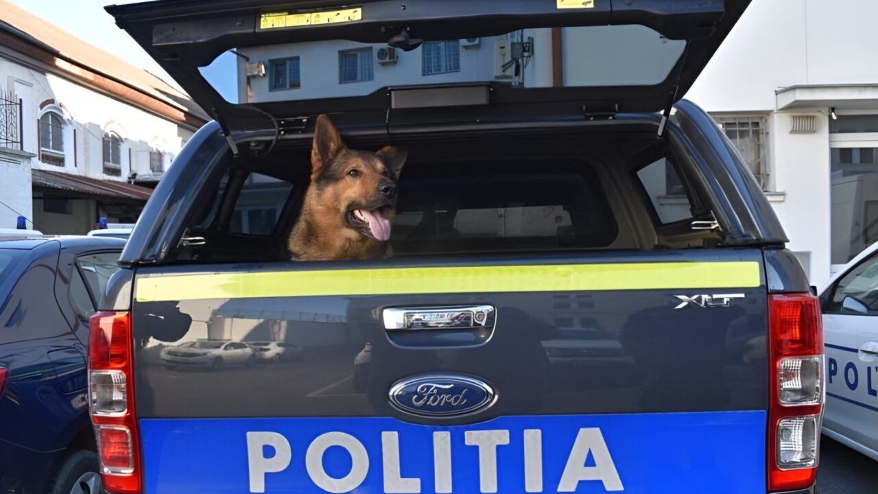 un caine se afla in portbagajul unei masini de la politia animalelor