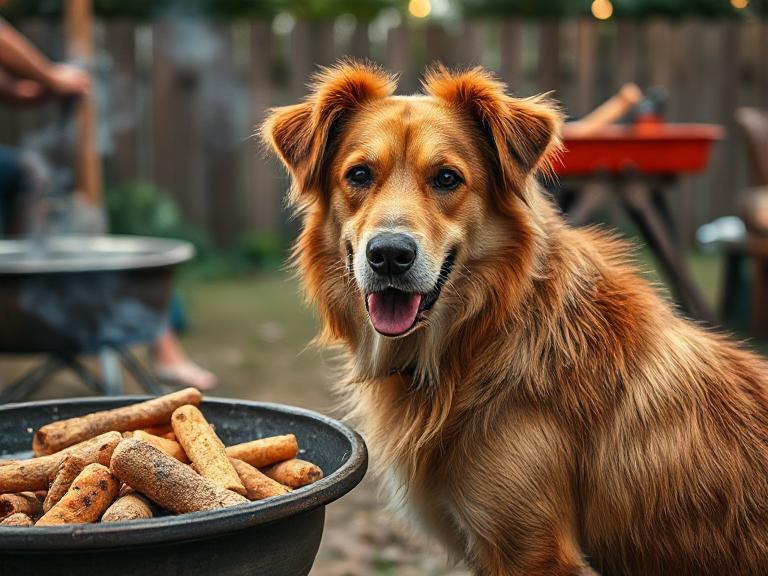 Câine lângă grătar