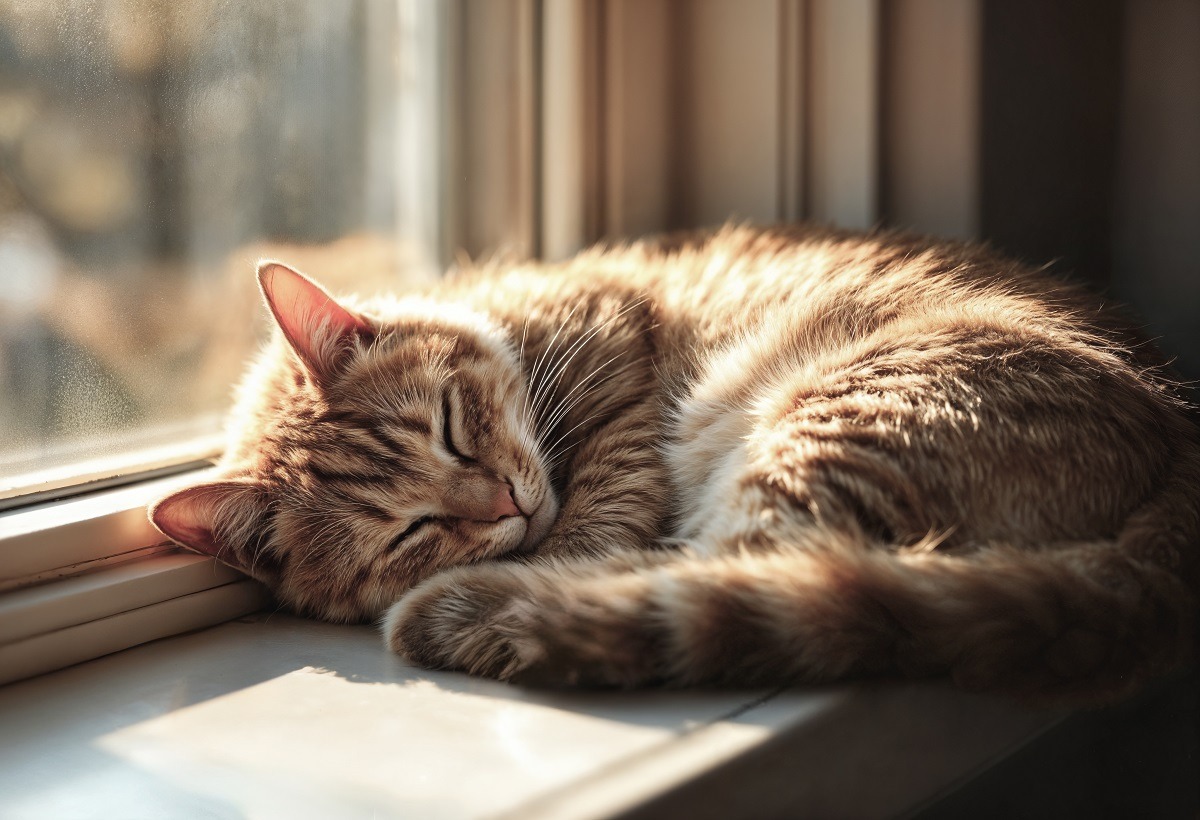 pisica doarme la soare