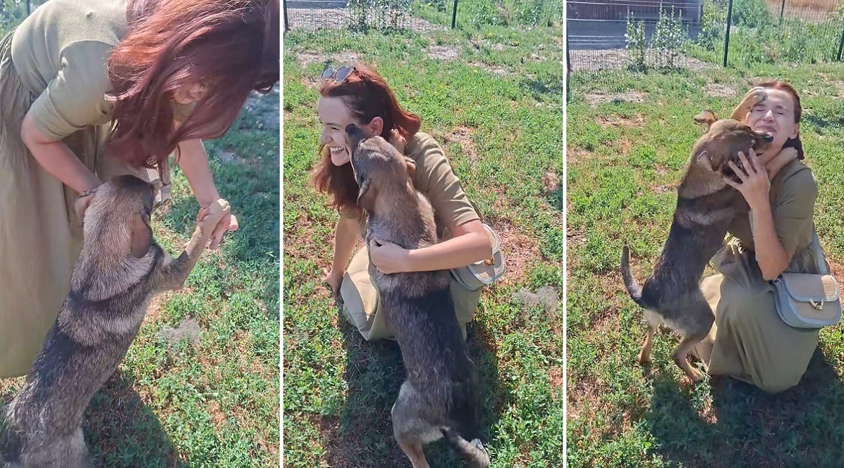 o catelusa este bucuroasa sa vada o tanara