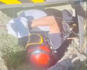 Câine scos din fântână de un pompier