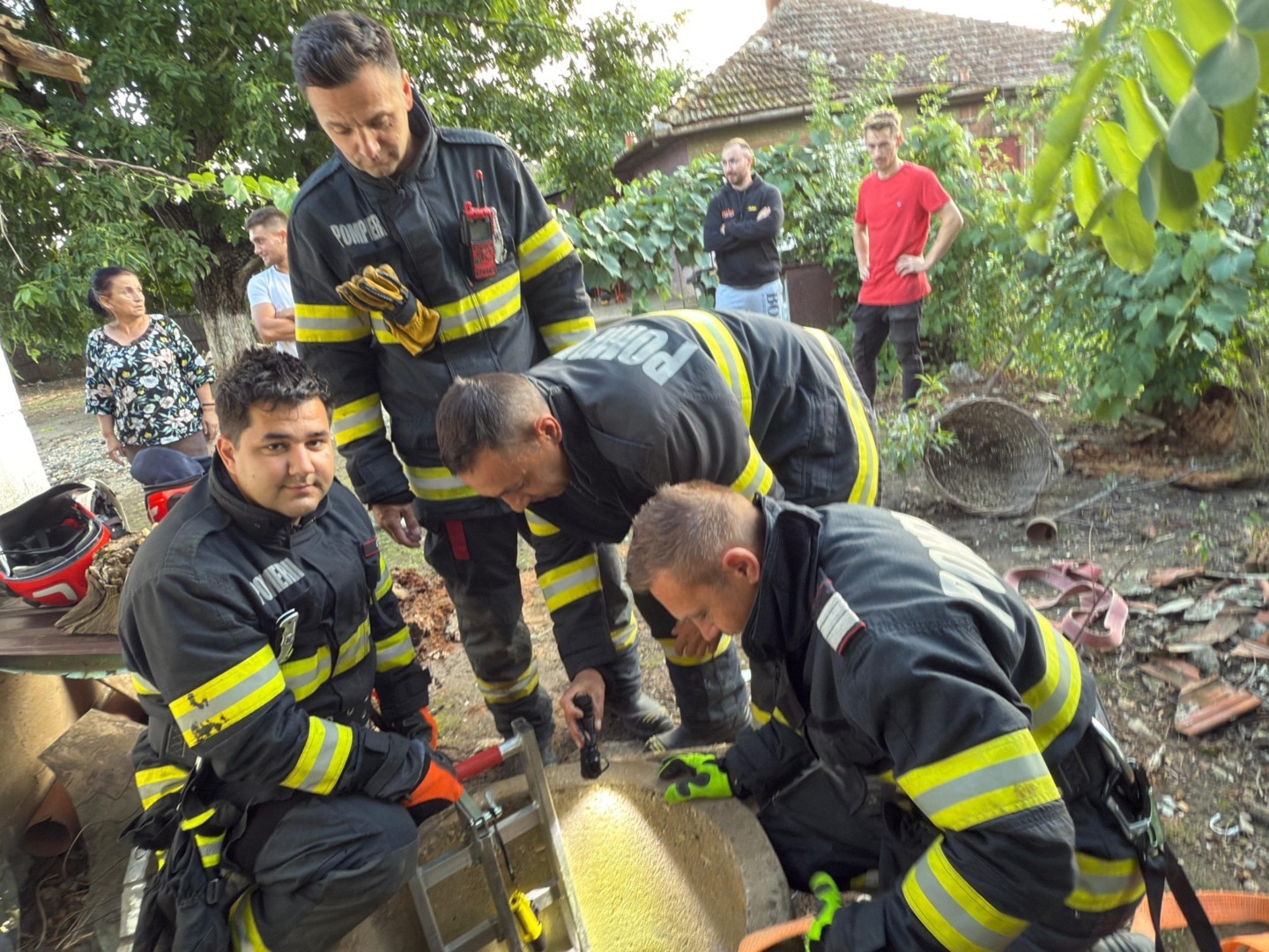 Mai mulți pompieri intervin pentru salvarea unor căței