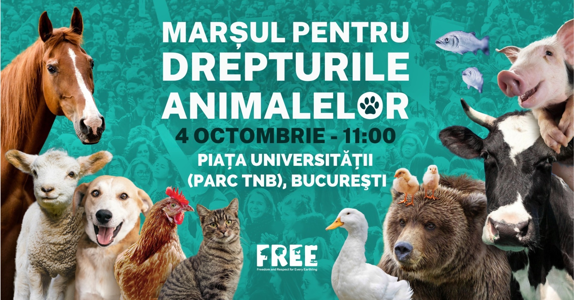 Afișul evenimentului Marșul pentru Drepturile Animalelor