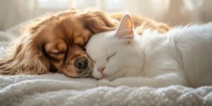 cainele si pisica dorm impreuna