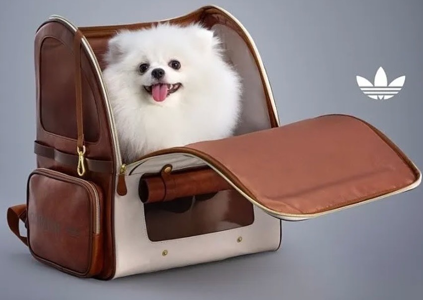 Câine în geantă adidas