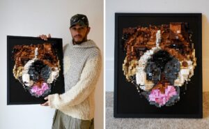 Lewis Hamilton a primit un portret din LEGO cu Roscoe