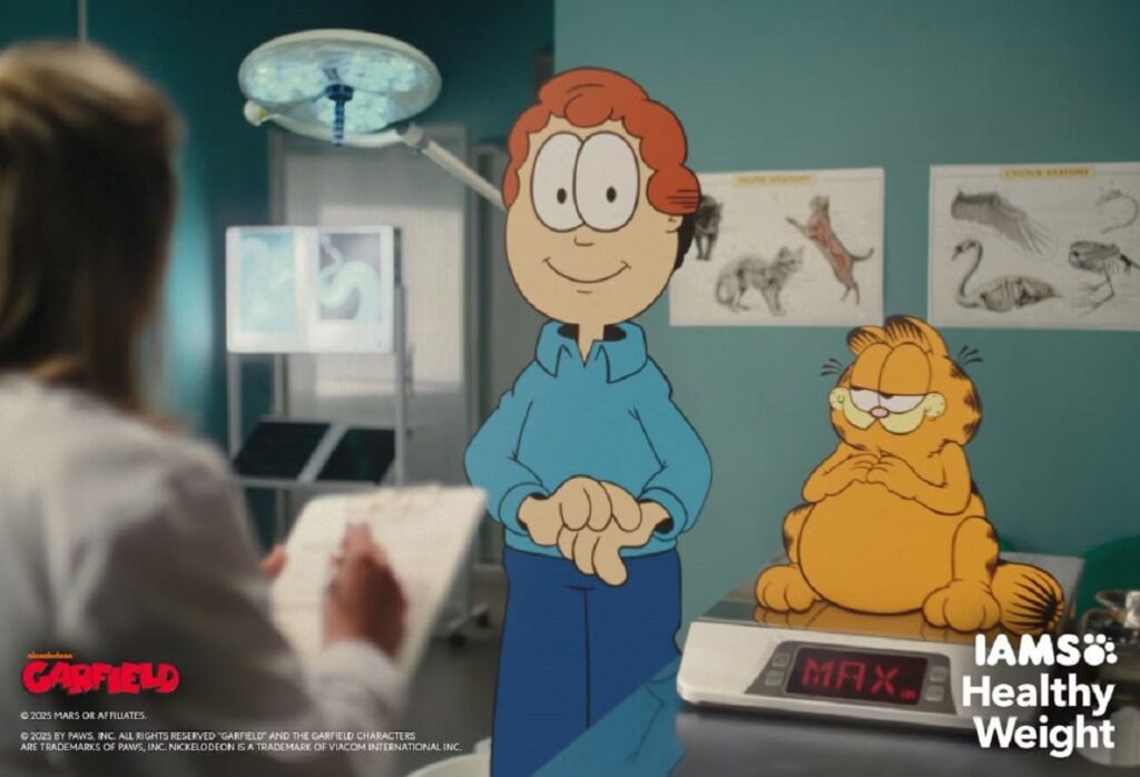 Ilustrație foto cu motanul Garfield dus la veterinar