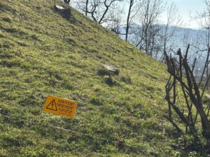 Gard electric pentru animale montat pe munte