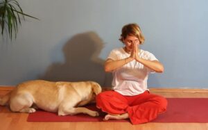 Marga Bălăn, ședință de pilates alături de un câine