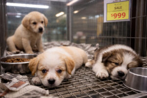 catei in cusca in petshop