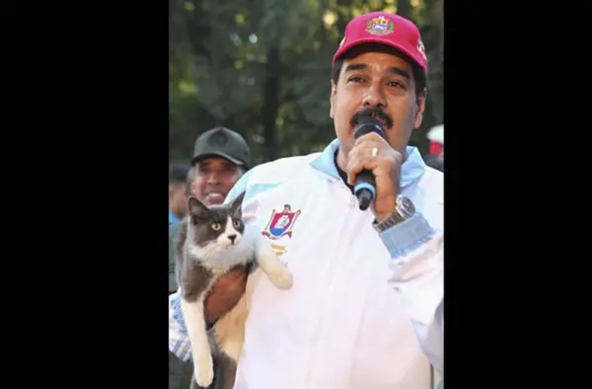 Nicolas Maduro tine in brate o pisica