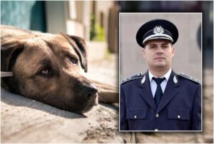 Comisarul Sergiu Lozincă, șef al Poliției Animalelor Bihor, și un câine